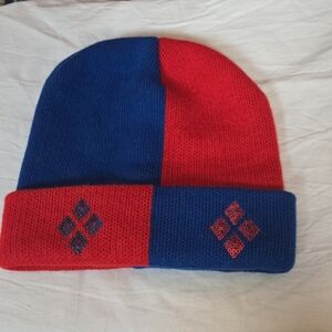 Harley Quinn Red and Blue Teen Knit Hat